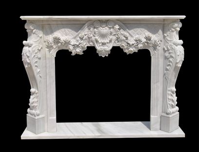 White marble classical fireplace