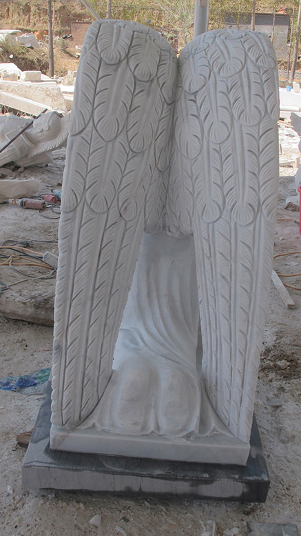 Hand carved white marble Angel for garden decoration