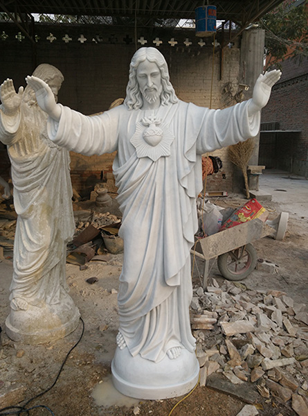 Religious hand carved white marble Jesus statue for church usage