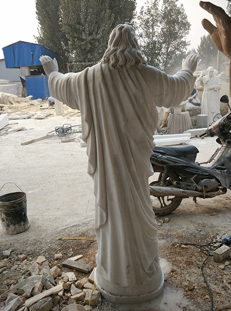 Religious hand carved white marble Jesus statue for church usage