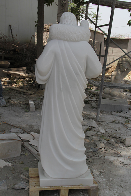 Religious hand carved white marble statue for church usage