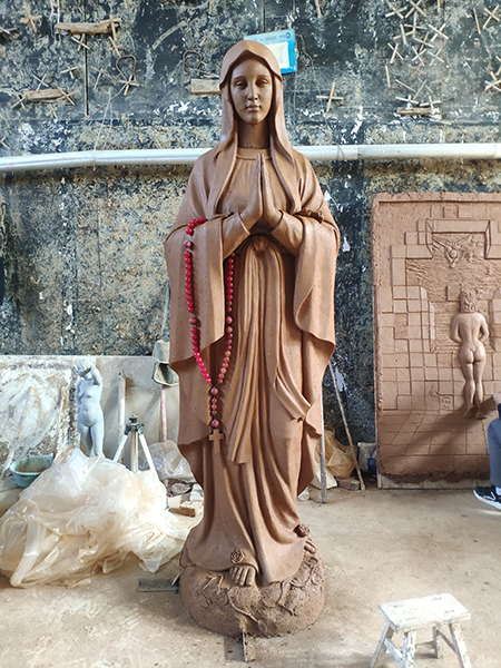 Religious fiberglass Mary statue for church usage