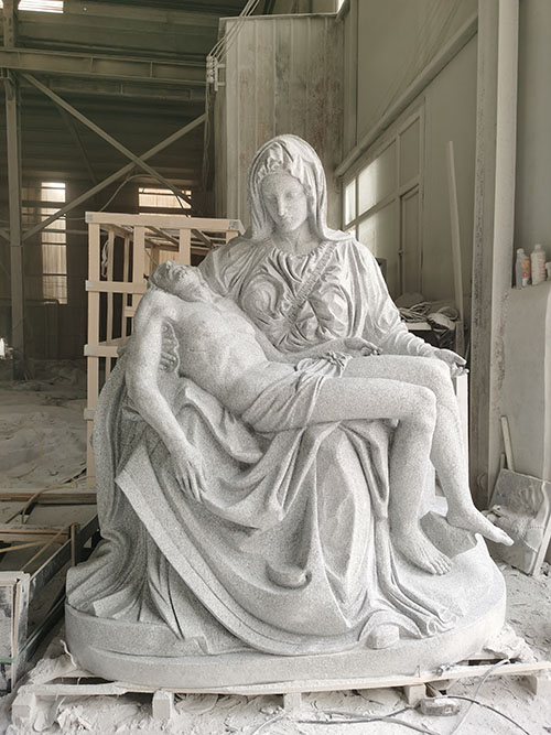 Religious hand carved white marble Pieta for church usage