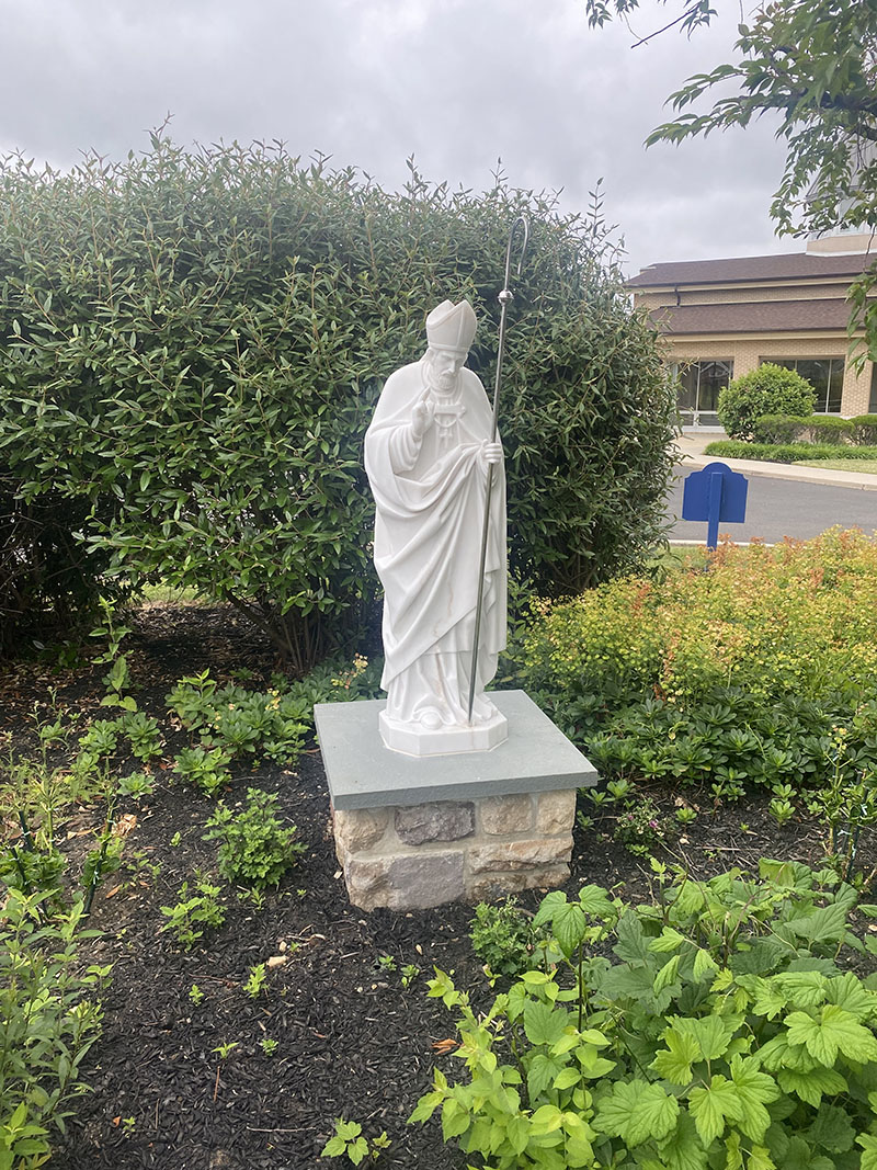 White marble garden sculpture