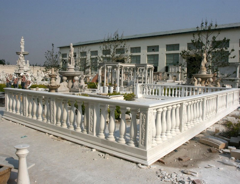 Hand carved white marble balustrade/railing for outdoors usage