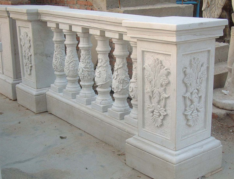 Hand carved white marble balustrade for outdoors usage