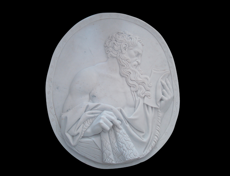 White marble relief for outdoors usage