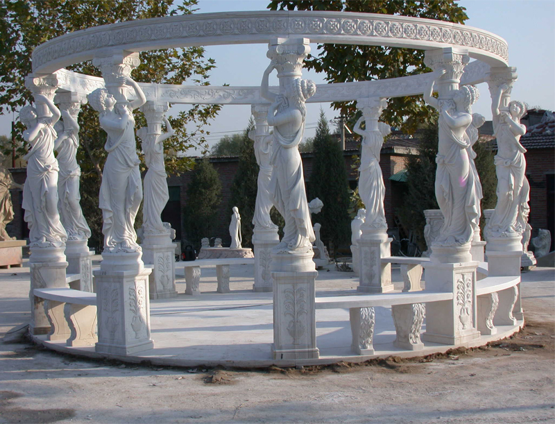 Super quality white marble gazebos for garden decoration