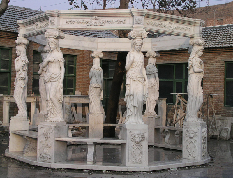 Super quality white marble gazebos for garden decoration