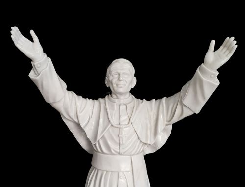 Religious hand carved white marble Pope John Paul for church usage