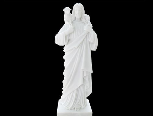 Religious hand carved white marble statue for church usage