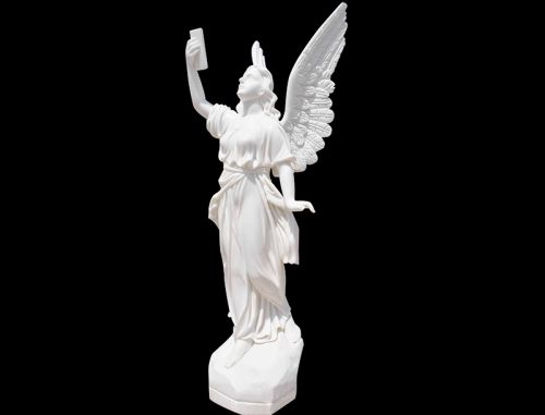 Hand carved white marble Angel for garden decoration