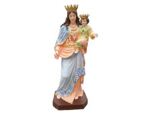 Religious fiberglass Mary holds baby Jesus statue for church usage