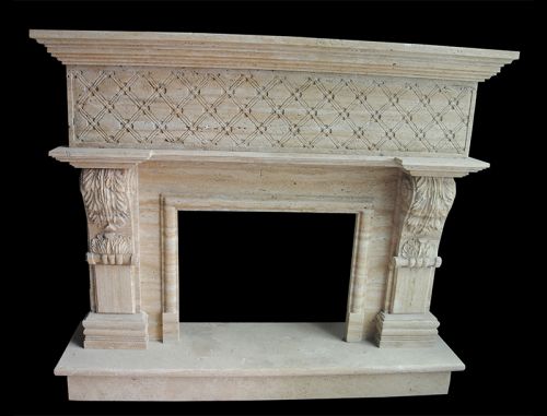 Hand carved natural stone modern fireplace for homes usage