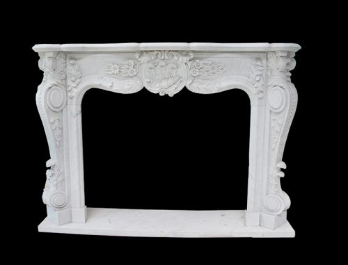 Hand carved white marble classical fireplace for homes usage