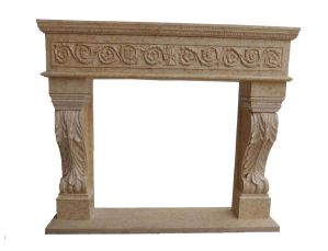 Hand carved Egyptian beige fireplace for homes usage