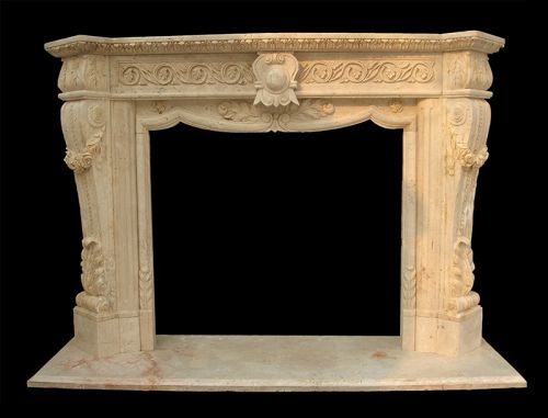 Hand carved travertine classical fireplace for homes usage