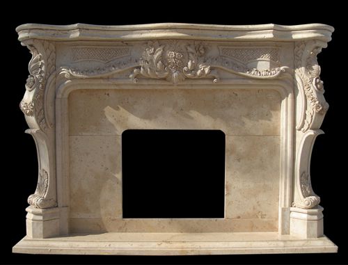 Hand carved travertine classical fireplace for homes usage