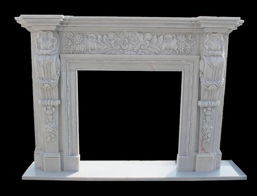 Hand carved white marble classical fireplace for homes usage