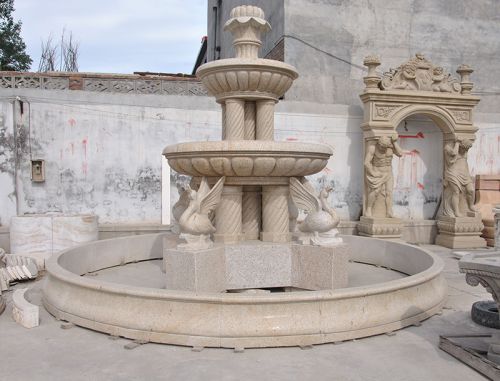 Hand carved natural stone pool fountain for garden decoration