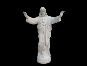 Religious hand carved white marble Jesus statue for church usage