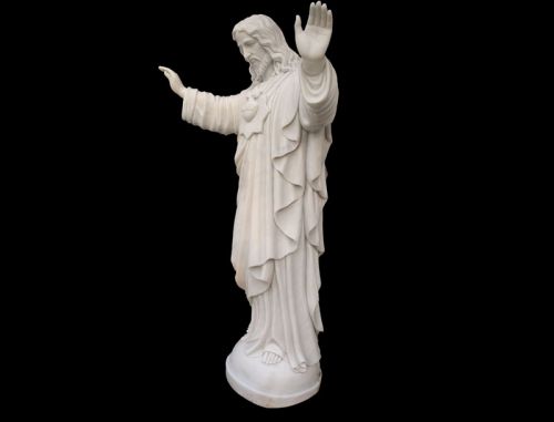 Religious hand carved white marble Jesus statue for church usage