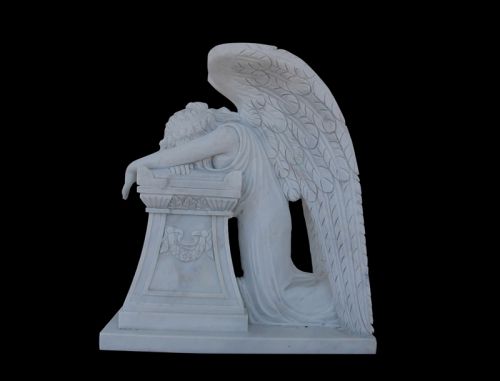 Hand carved white marble Angel for garden decoration