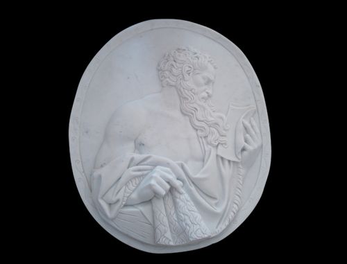 White marble relief for outdoors usage