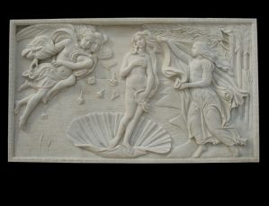 Hand carved marble relief