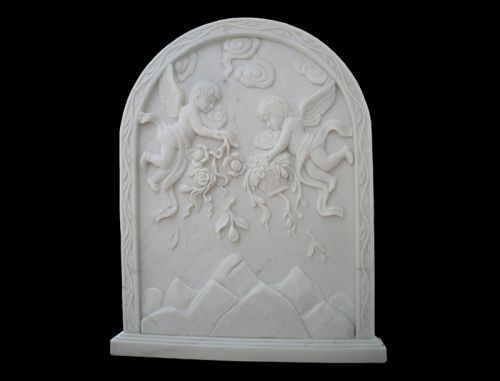 Hand carved white marble relief for outdoors decoration