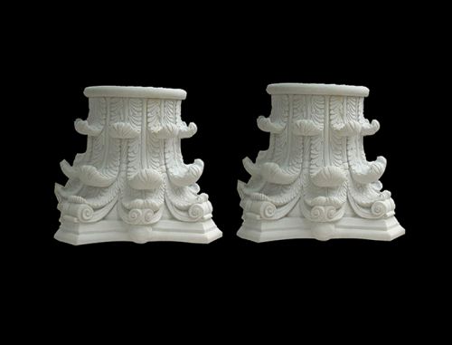 Hand carved white marble pedestal for outdoors usage